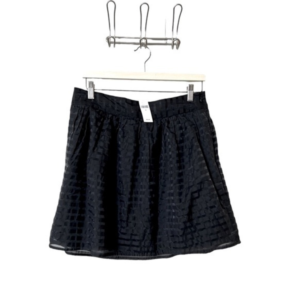 NWT! Banana Republic Navy Tonal Striped Pleated Cotton Silk Blend Mini Skirt